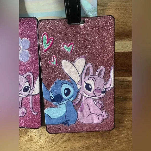 Disney Stitch and Angel Pink Glitter Luggage Tags - Picture 3 of 7